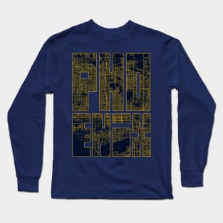 Phoenix, Arizona, USA City Map Typography - Gold Art Deco Long Sleeve T-Shirt